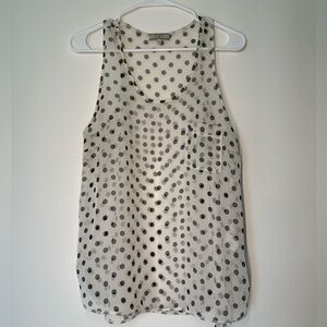 Guess women’s sheer black and white polka dot tank top size medium